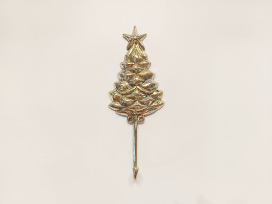 Christmas tree brass wall hook, antique brass Xmas tree coat rack