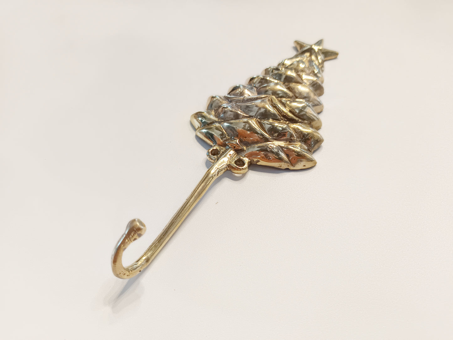 Christmas tree brass wall hook, antique brass Xmas tree coat rack