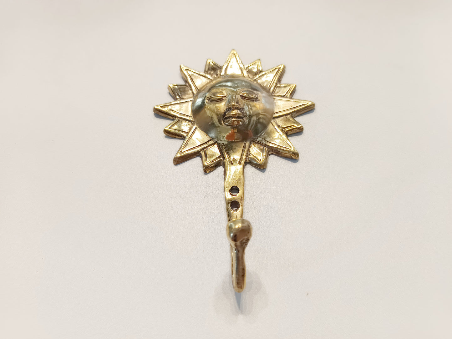 The sun brass wall hook, antique brasssun face coat rack