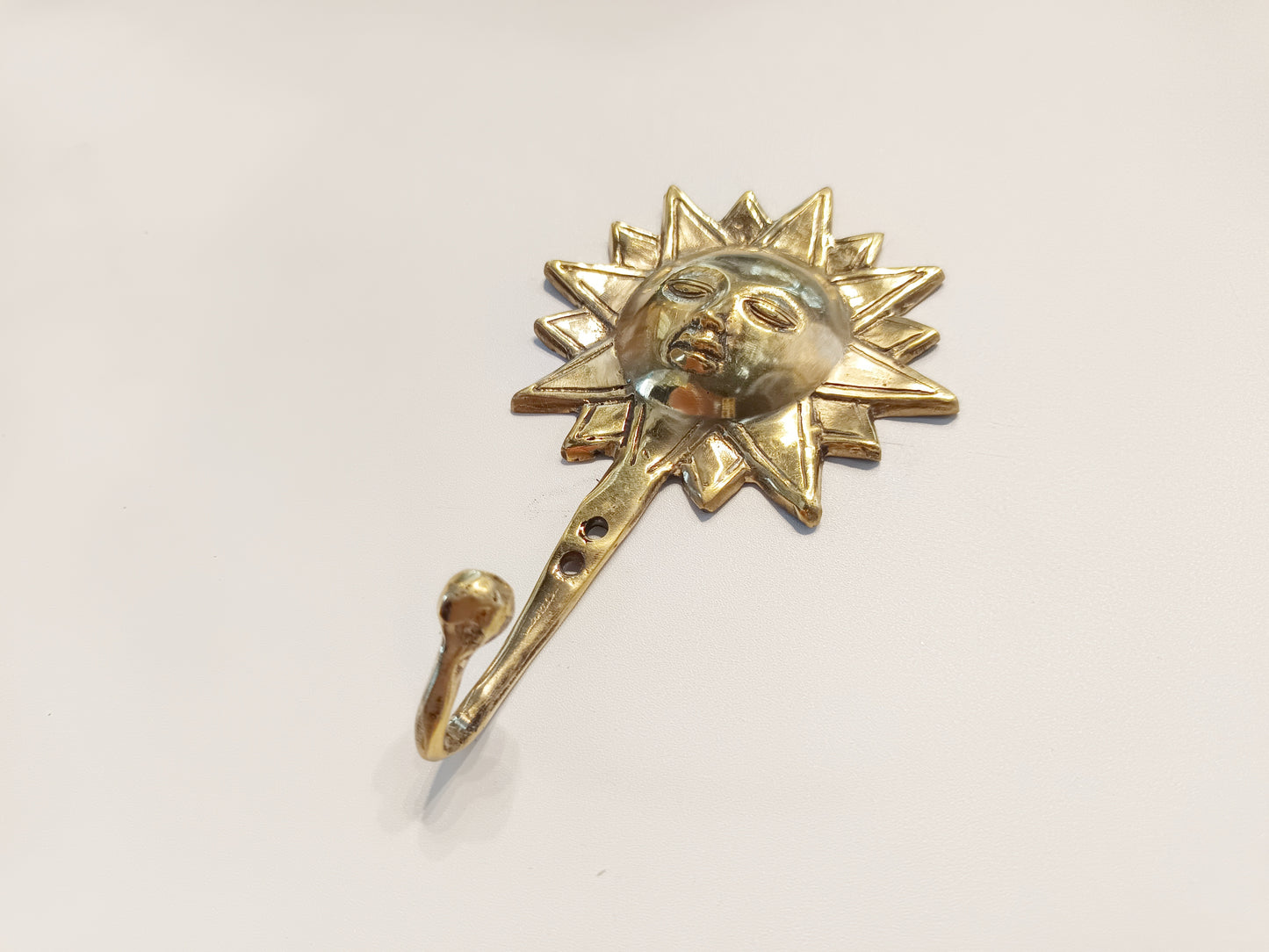 The sun brass wall hook, antique brasssun face coat rack