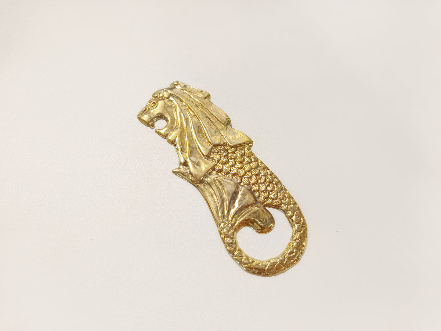 Merlion brass bottle opener, antique brass sea lion cap opener