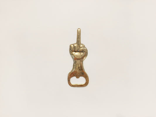 Fuck you  brass bottle opener, antique brass middle finger cap opener