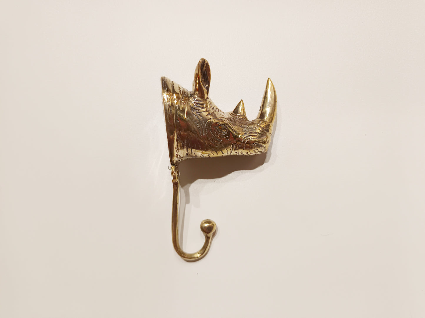 Rhino brass wall hook, antique brass rhinoceros coat rack