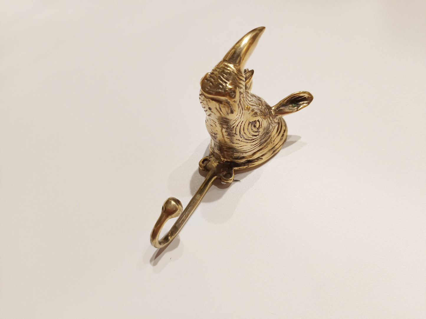 Rhino brass wall hook, antique brass rhinoceros coat rack