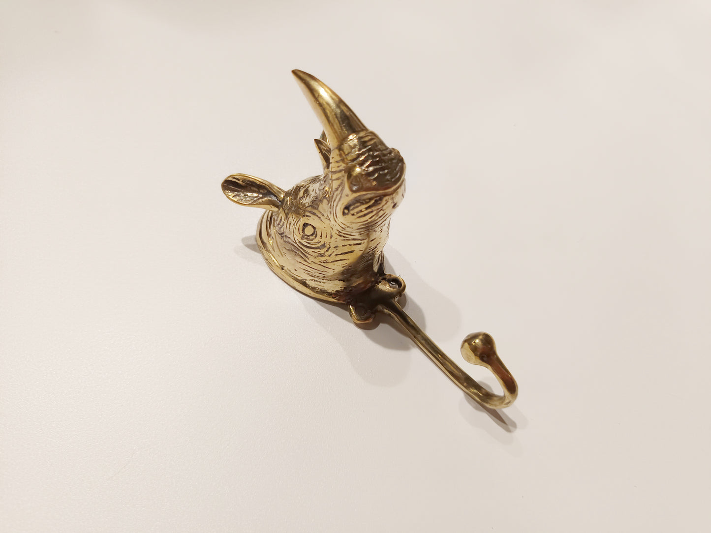 Rhino brass wall hook, antique brass rhinoceros coat rack