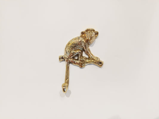 Monkey brass wall hook, antique brass ape coat rack