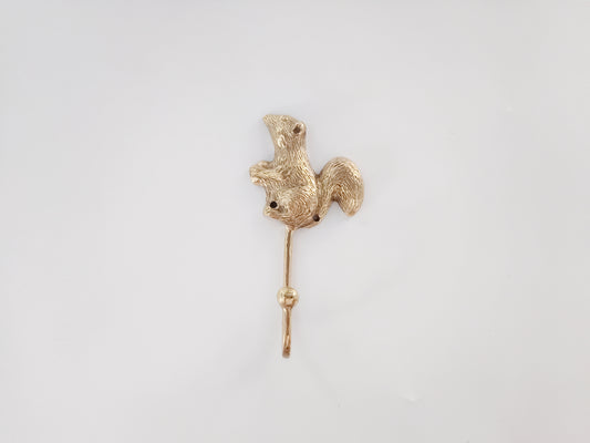 Squirrel brass wall hook, antique brass chipmunk coat rack