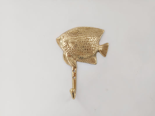 Angelfish brass wall hook, antique brass discus fish coat rack