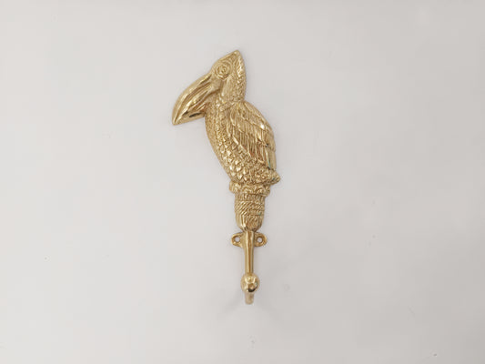 Pelican brass wall hook, antique brass water bird coat rack
