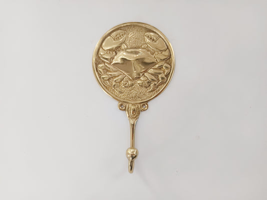 Round crab brass wall hook, antique brass round cancer zodiac coat rack