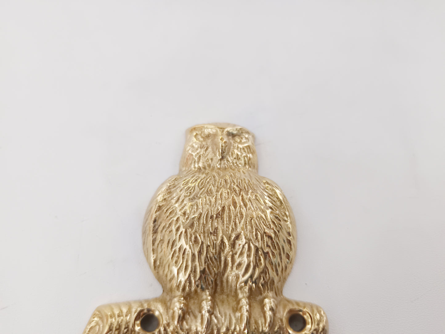 Owl on branch brass wall hook, antique brass night hoot coat rack