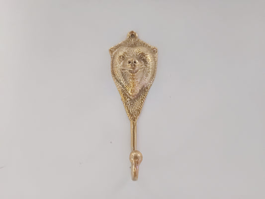 Bear brass wall hook, antique brass grizzly coat rack