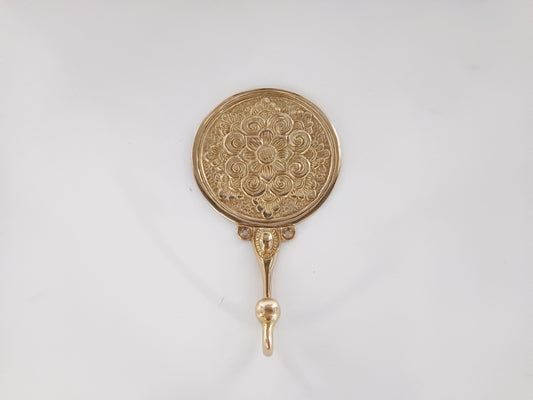 Round lotus brass wall hook, antique brass round flower coat rack