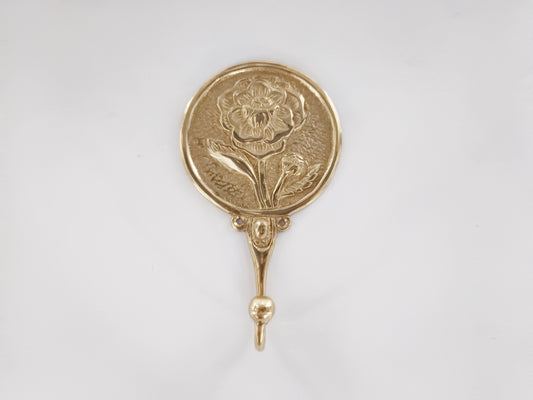 Round rose brass wall hook, antique brass round flower coat rack