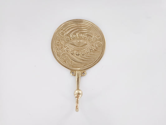 Round eye of the wind brass wall hook, antique brass round wind eye coat rack