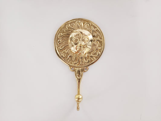 Round eye of the sun brass wall hook, antique brass round sun eye coat rack