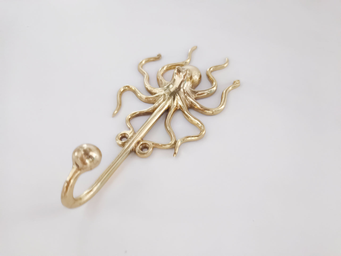 Octopus brass wall hook, antique brass squid coat rack