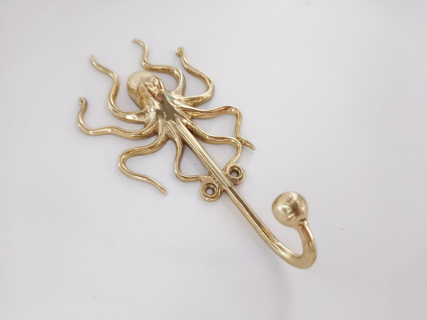 Octopus brass wall hook, antique brass squid coat rack