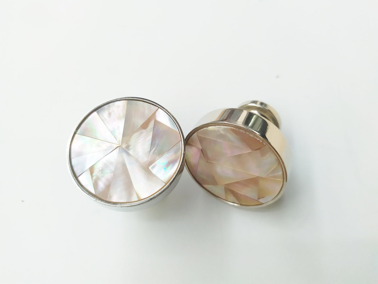 Inlaid pink mosaic mother of pearl cabinet round knob