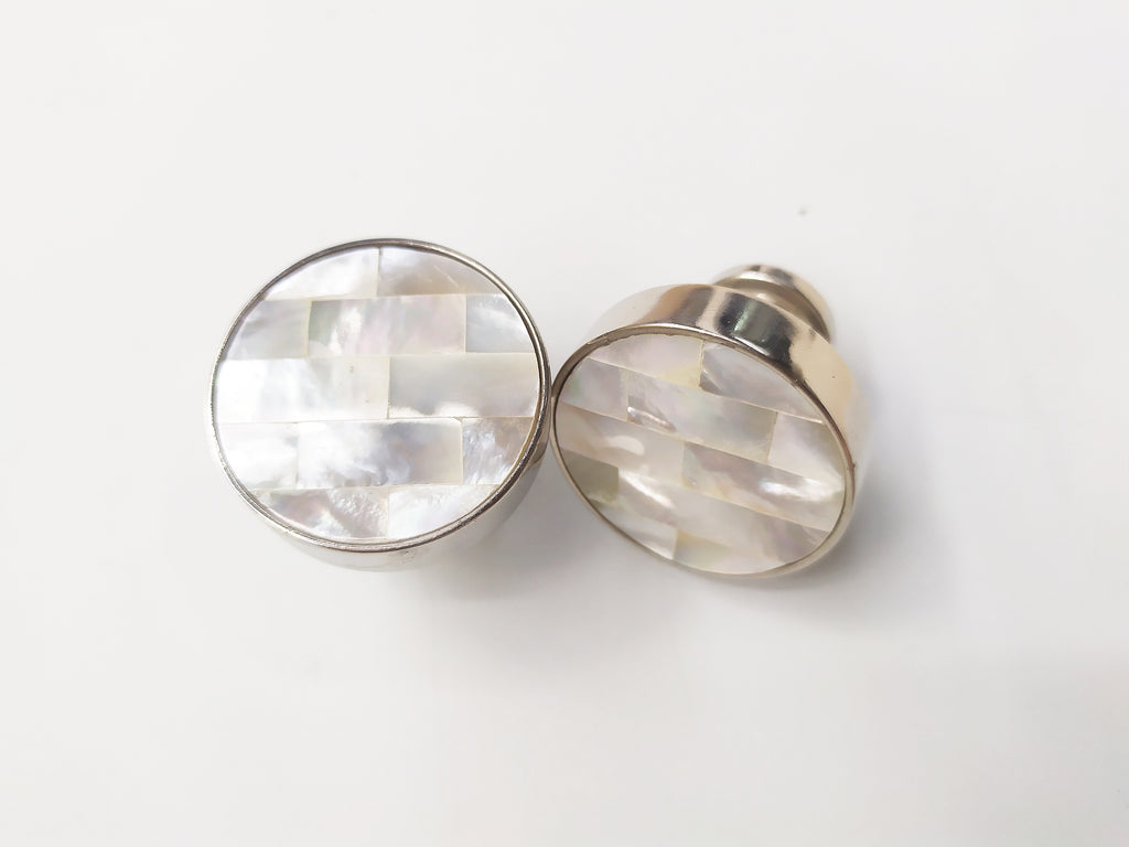 Inlaid white mosaic mother of pearl cabinet round knob