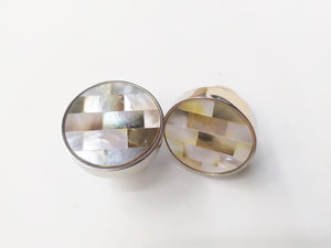 Inlaid gray mosaic mother of pearl cabinet round knob