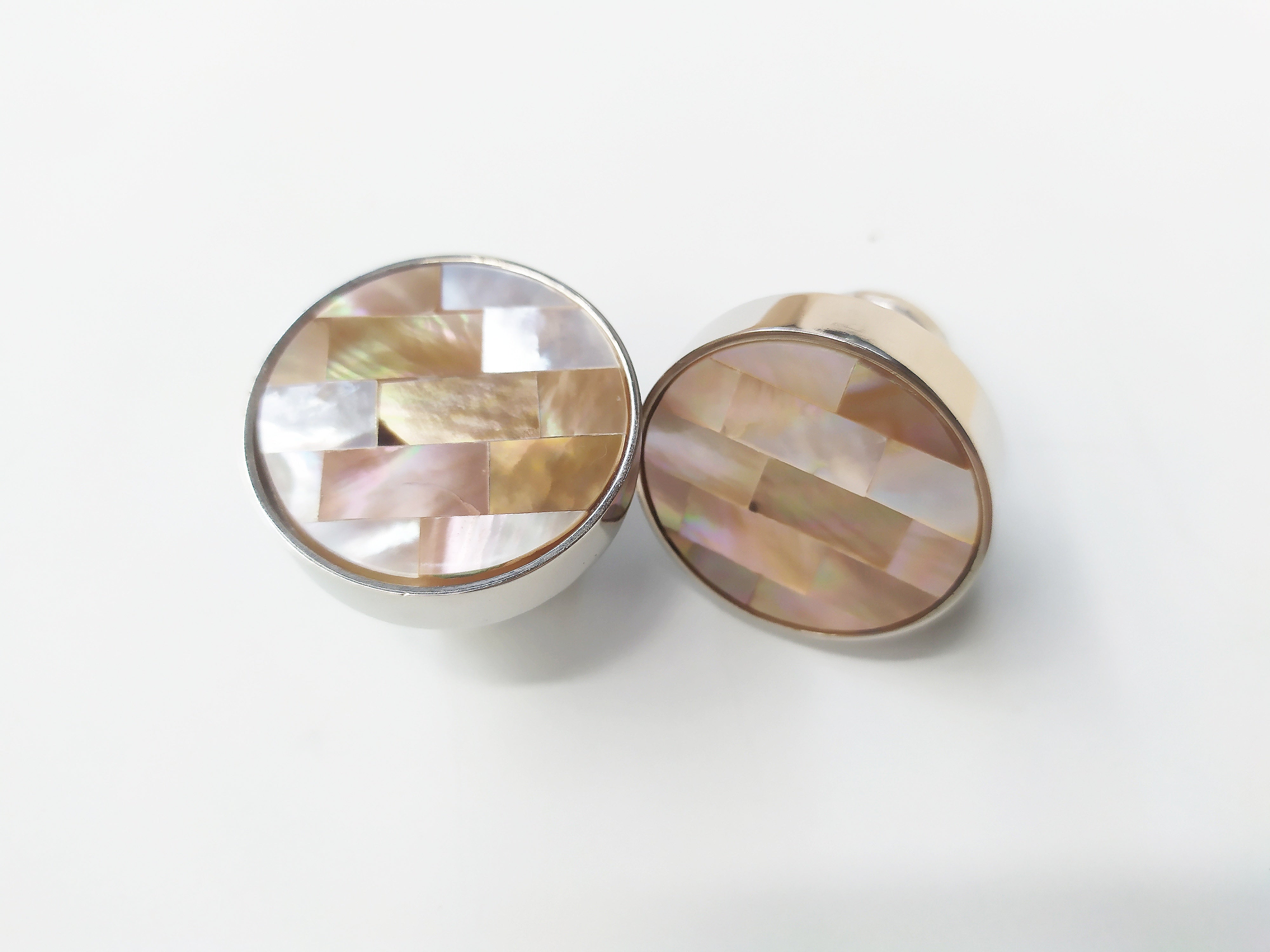 Inlaid pink mosaic mother of pearl cabinet round knob