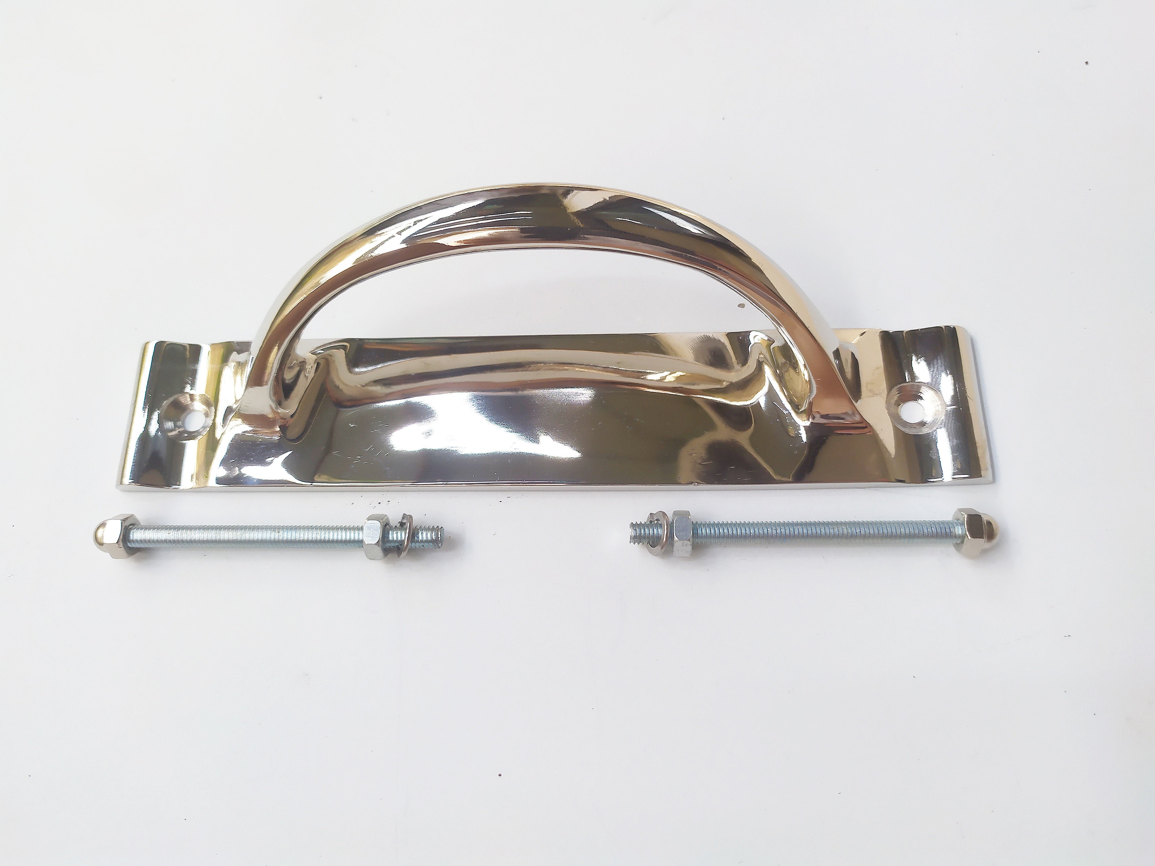Solid brass Handle on a backplate in nickel plating