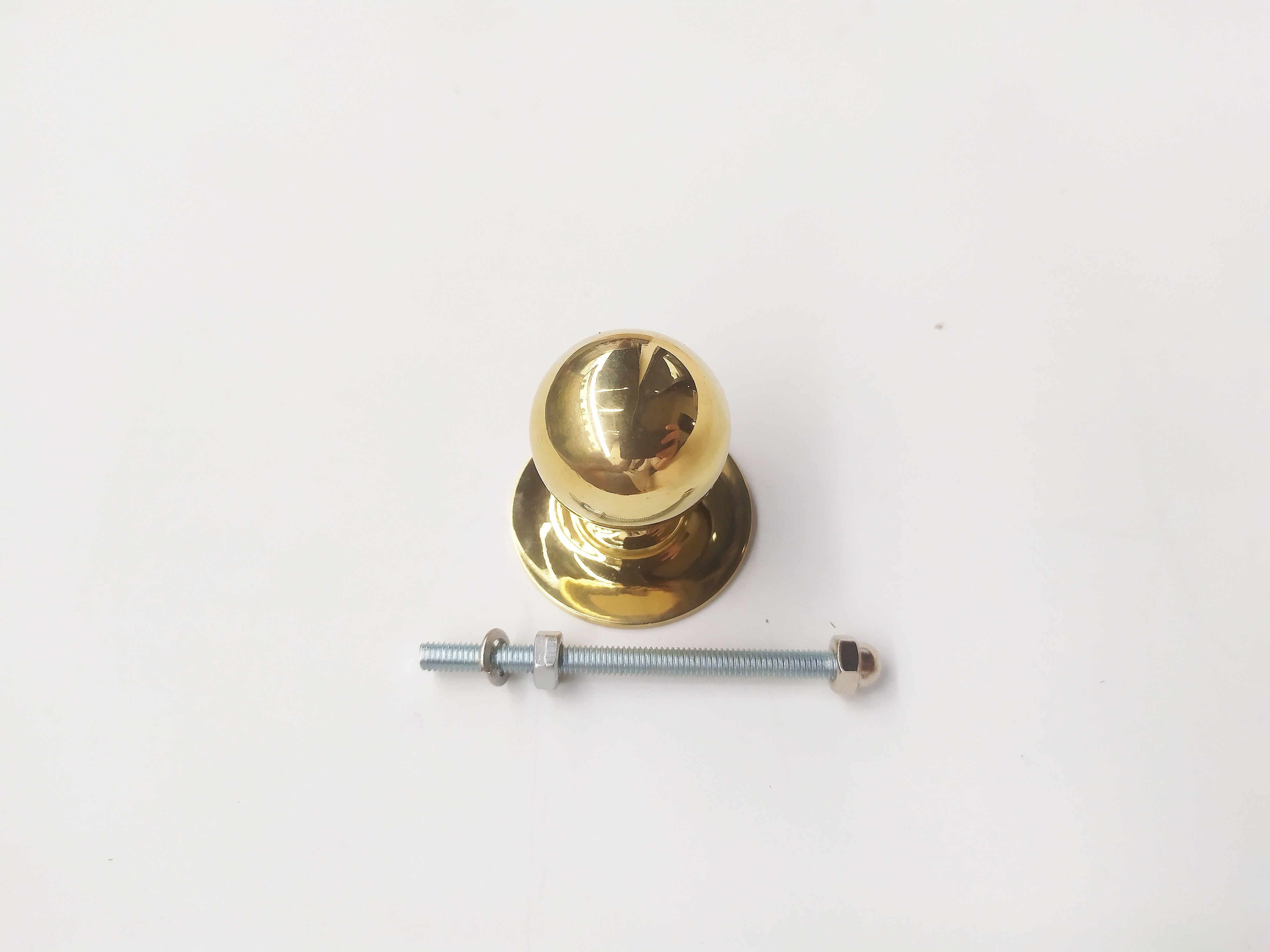 Solid Brass Polished  Knob - Brass Round Ball Cabinet Knob - set of 2.