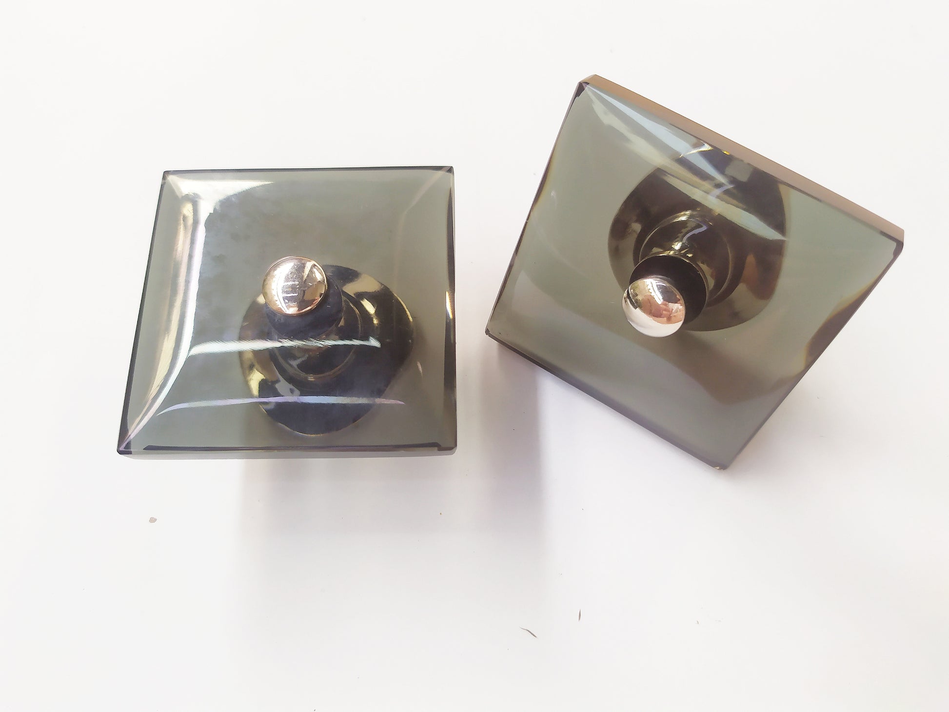 Glass black wide square cabinet knob