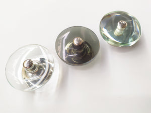 Wide round cabinet knob from glass and mirror