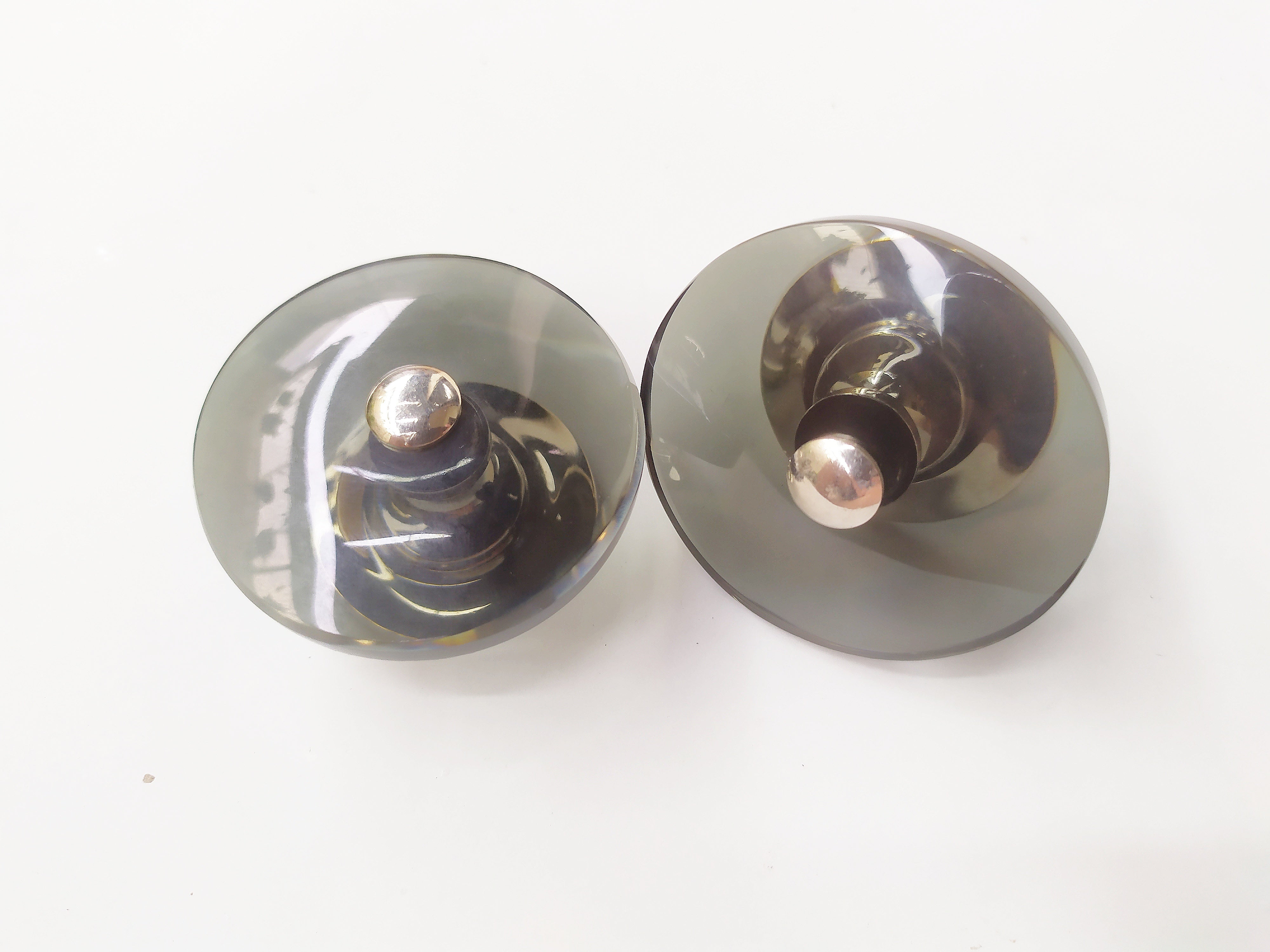 Glass black wide round cabinet knob