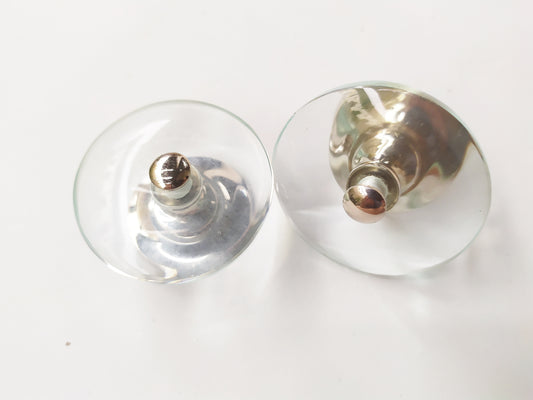 Glass transparent wide round cabinet knob