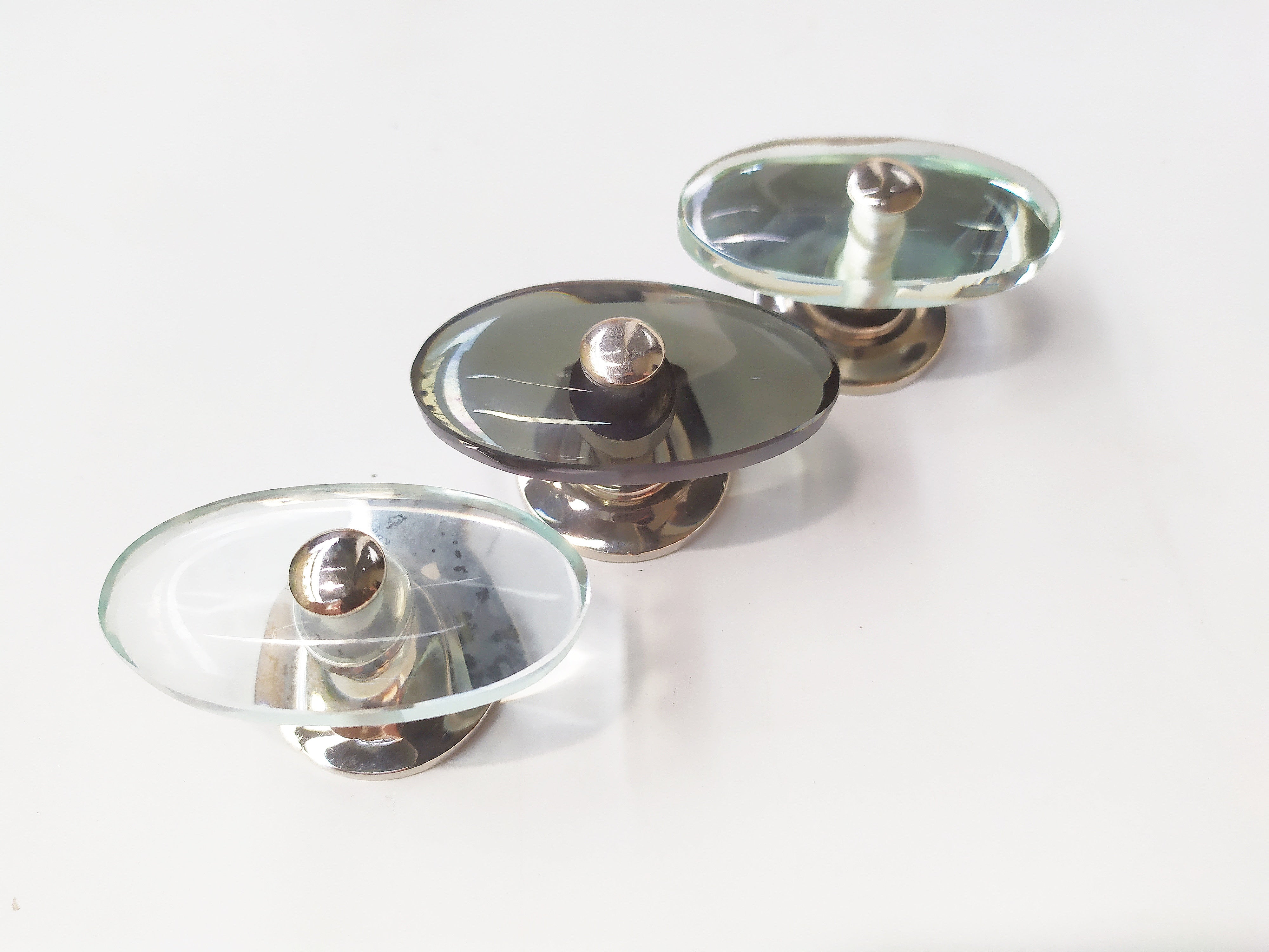 Glass transparent , black , and mirror oval round cabinet knob