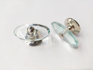 Glass transparent oval round cabinet knob