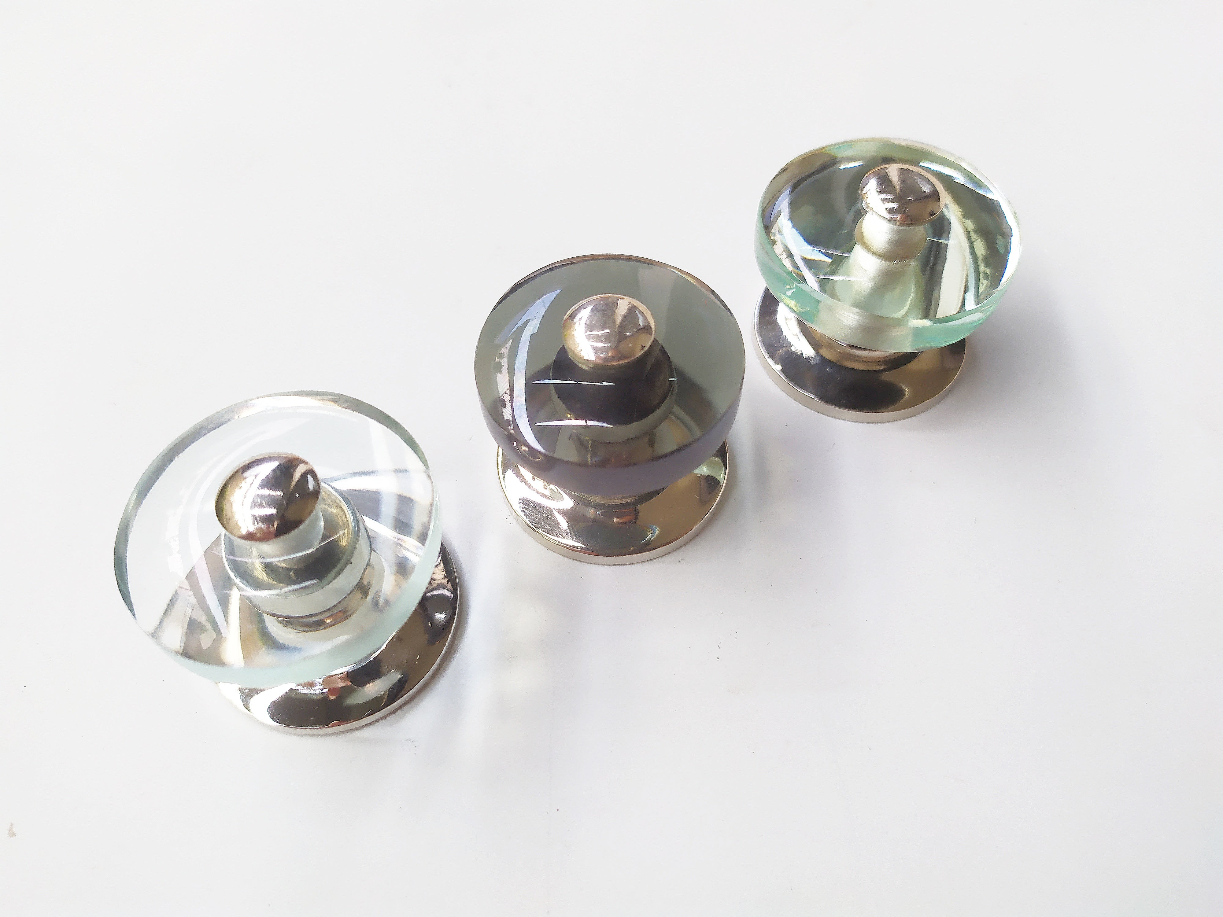 Glass transparent , mirror , and black convex round cabinet knob