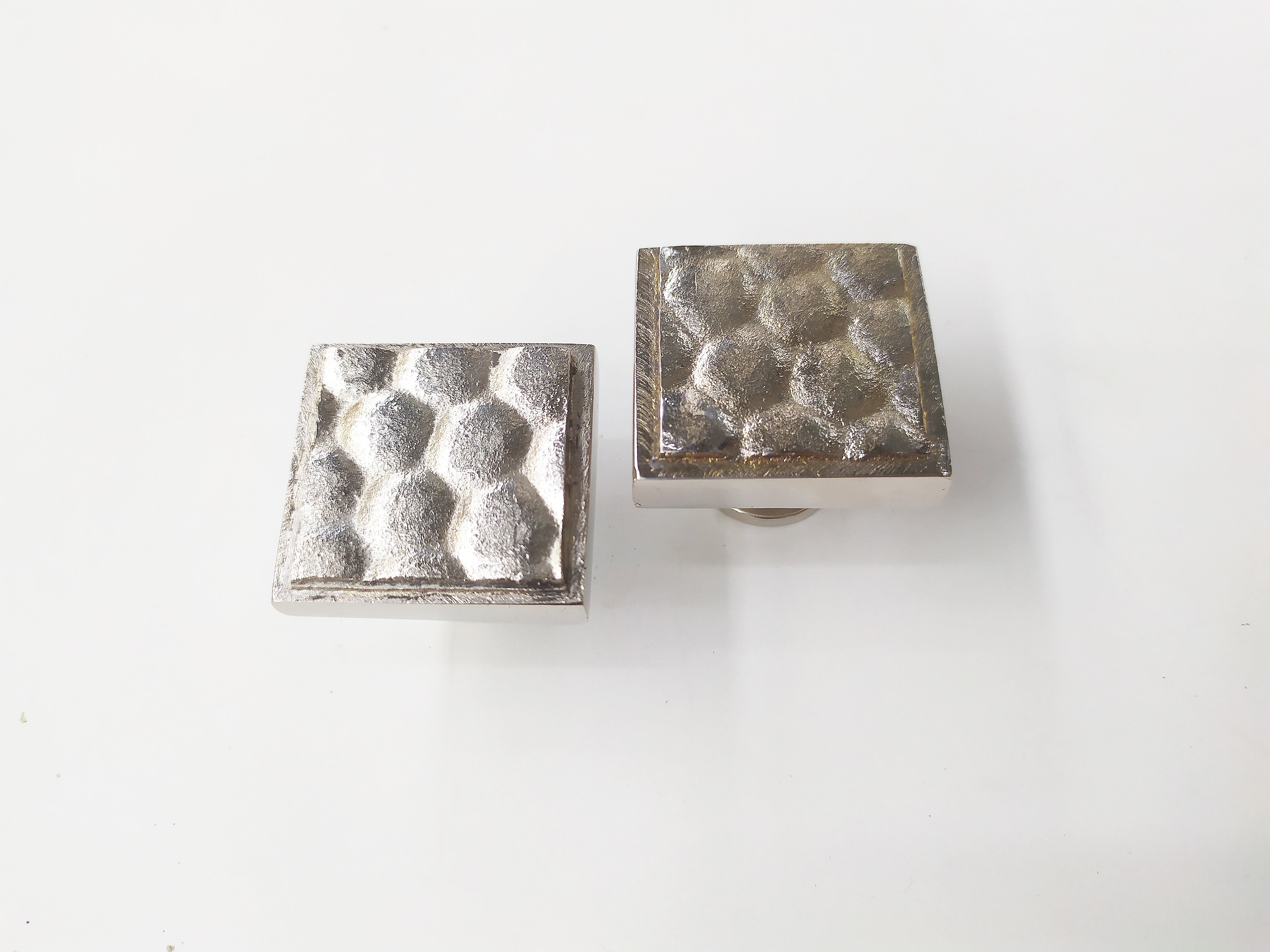 Snake Skin Square Knob - Textured Metal Cabinet Knob , set of 2