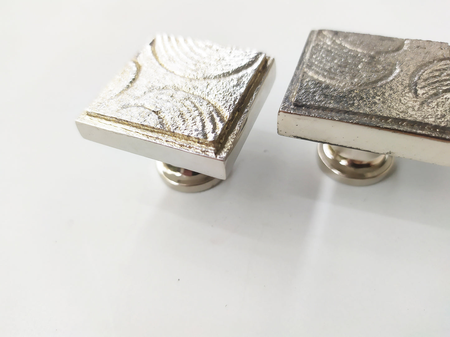 Leaf Sheet Square Knob - Textured Metal Cabinet Knob , set of 2