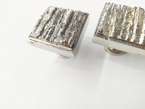 Wood Burn Square Knob - Textured Metal Cabinet Knob , set of 2