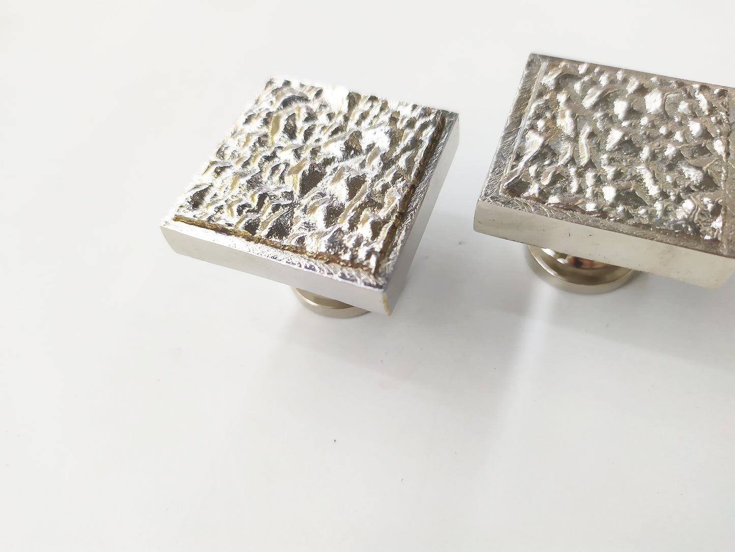 Scattered Diamond Square Knob - Textured Metal Cabinet Knob , set of 2