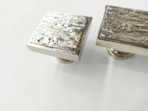 River Flow Square Knob - Textured Metal Cabinet Knob , set of 2