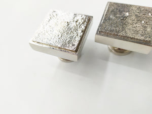 Stingray Square Knob - Textured Metal Cabinet Knob , set of 2