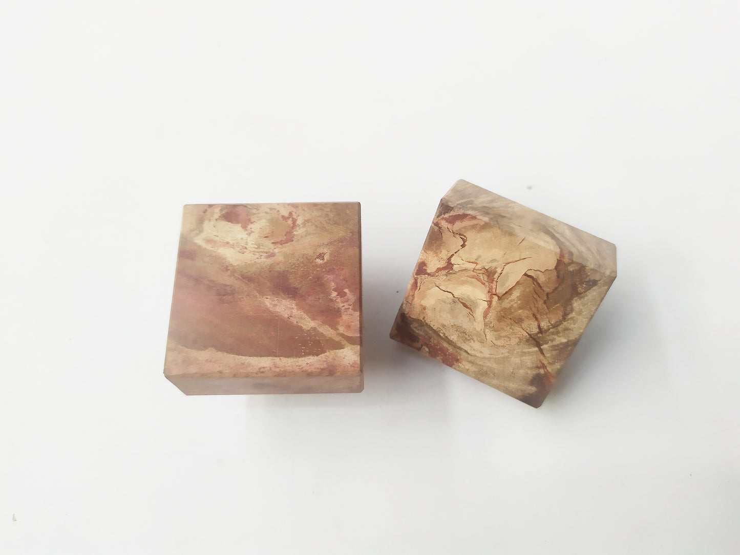 Petrified wood red orange square cabinet knob