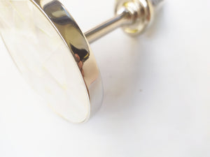 Inlaid Mother of Pearl Round Holdback - Pearl Curtain Tieback with Triangle Pattern