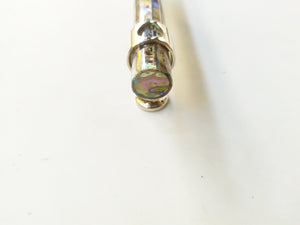 Inlaid mosaic abalone long tube handle pull in nickel plating , side view