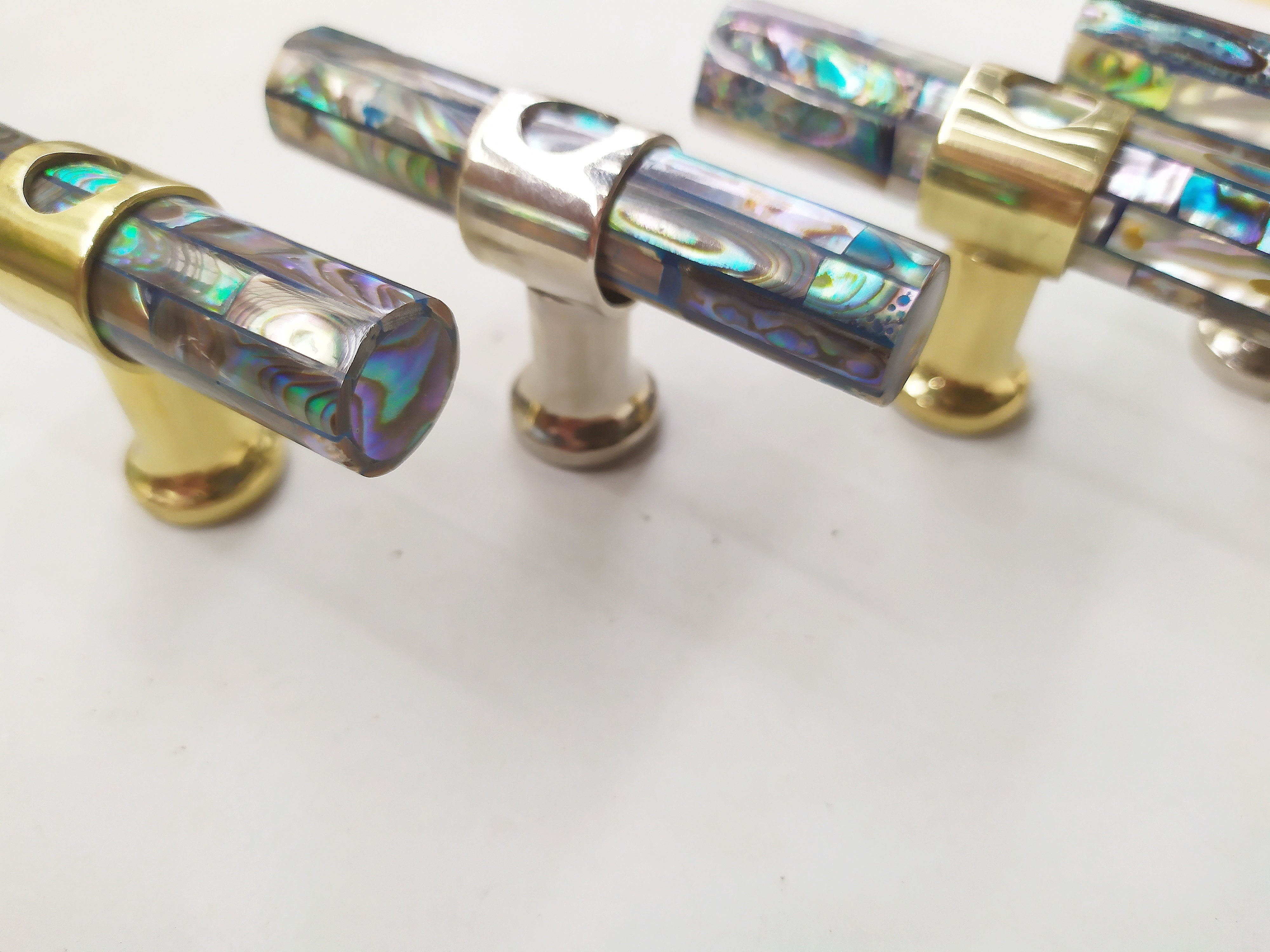 Inlaid Abalone Short Tube Knob - Rare Pearl Cabinet Knob , set of 2